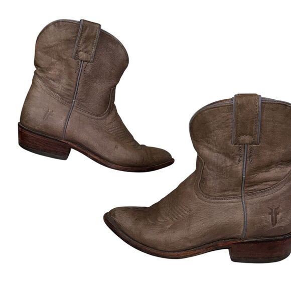 Frye Billy Short Pull On Distressed Grey Leather Bootie Boots Size 7.5 - Picture 6 of 6